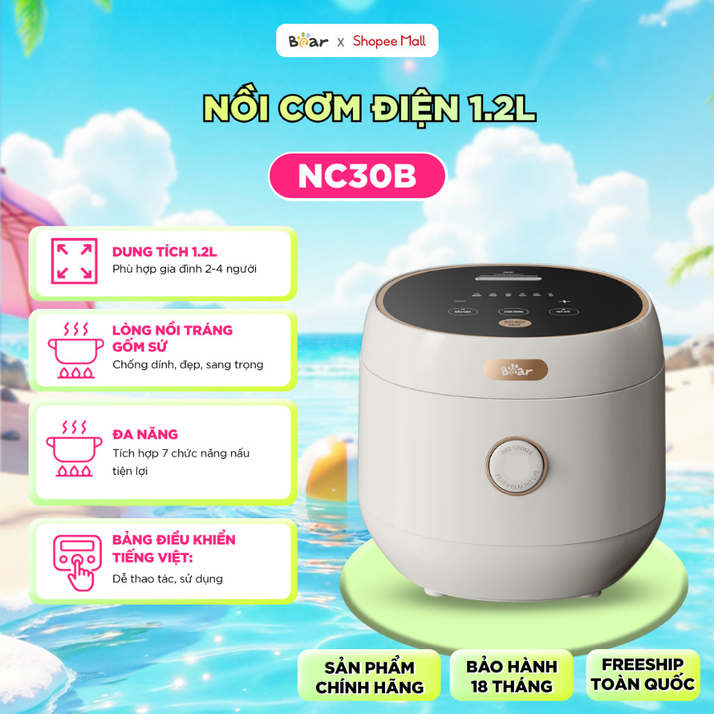 [BEAR x KOC] Nồi Cơm Điện Tử BEAR 1.2L SB-NC30B