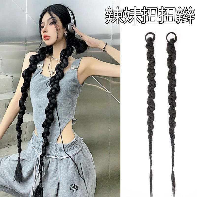Preferred#Women's long hair ponytail wig, boxing braids, double ponytails, influencer style, new Chi