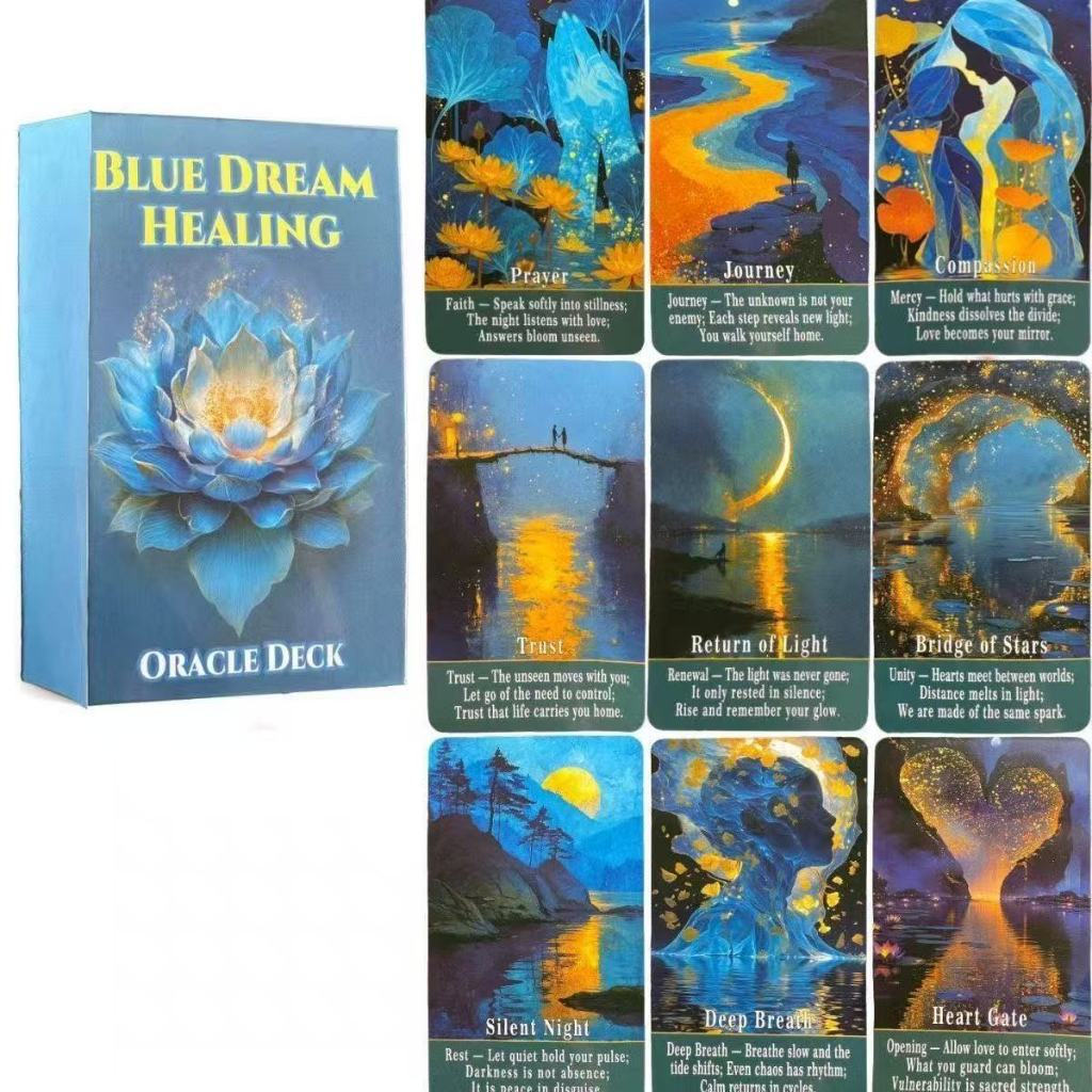 [Bản gốc] Heaven and Earth Cover 12 x 7cm Blue Dream Healing Oracle Card English Board Game Card Gam