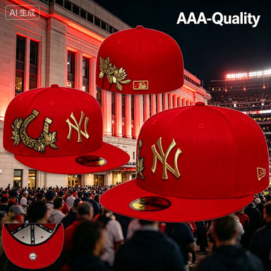 AA Quality New Era MLB New York Yankees 59FIFTY Mũ bóng chày vành phẳng Horseshoe Red Hip-Hop Style,