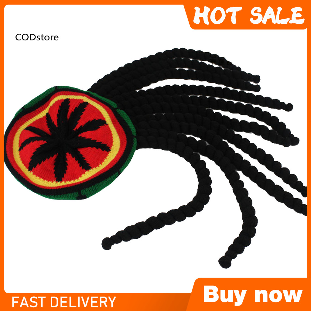 KDC Halloween Cosplay Phụ Kiện Jamaica Cờ Mũ Jamaica Màu Sắc Cosplay Mũ Nồi Có Tóc Giả Đuôi Heo Bện 