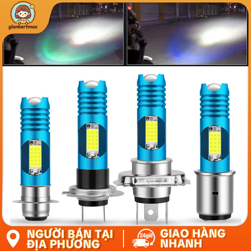 Xe Máy LED H4 H6 BA20D COB Chip H7 H6 BA20D H4 P15D Đèn Pha Blubs 6000K 800LM RGB Xe Tay Ga Ánh Sáng