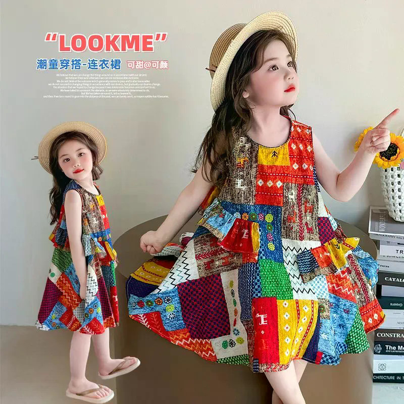 Đầm Bé Gái Bohemian Đầm Mùa Hè 2026 Trẻ Em Khâu Áo Đầm Bé Công Chúa Mỏng