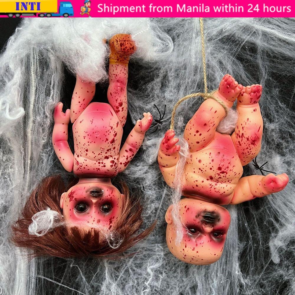 Búp bê Halloween INTI, Búp bê Zombie khủng khiếp bằng nhựa, Trang trí đạo cụ DIY đáng yêu Lễ hội ma 