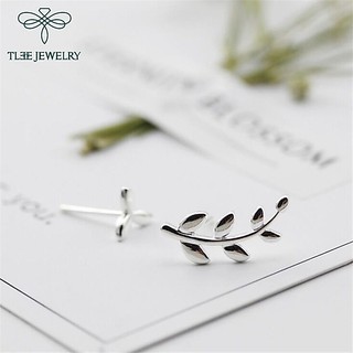 Khuyên tai bạc nữ TLEE lá lệch basic cá tính TLEE JEWELRY B0191