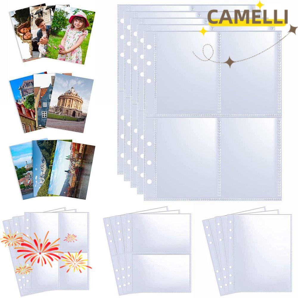 CAMELLIK3 Photocard Tay áo, Multi-Pockets 6 Ring Photocard Binder, Kích thước A5 Album Ảnh Refill Tr