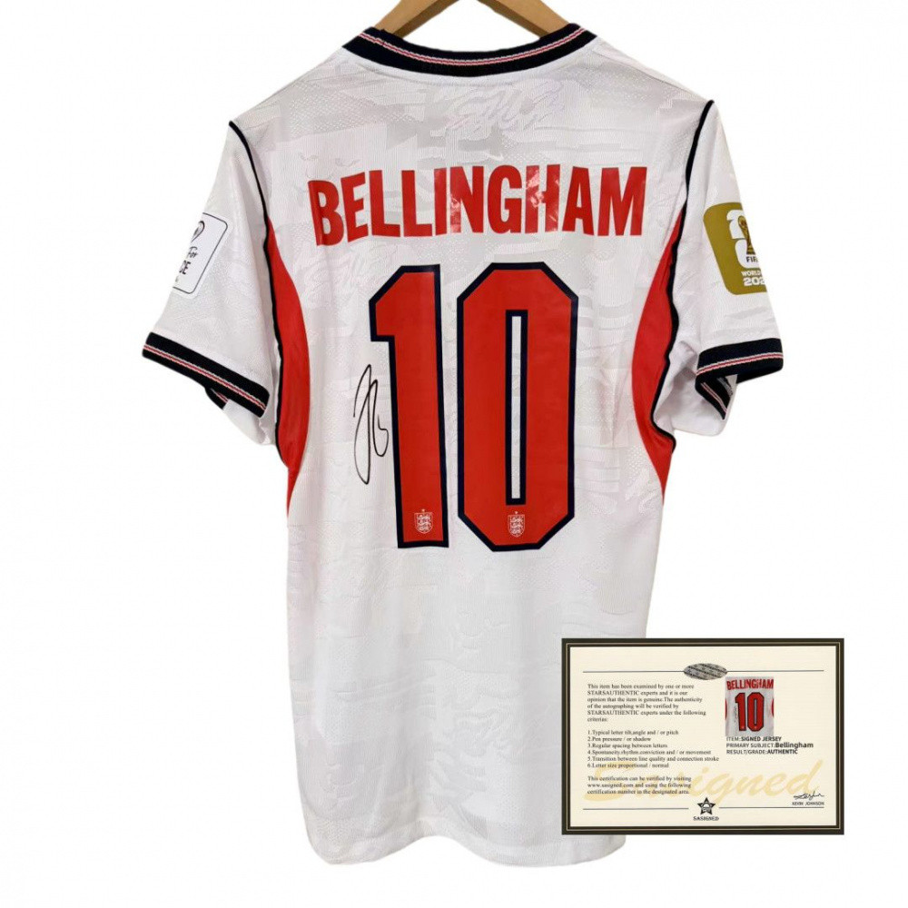 Chống mồ hôi & Giặt máy an toàn: 2026 Phiên bản cầu thủ sân nhà của Anh Jersey | Chữ ký in hình Bell
