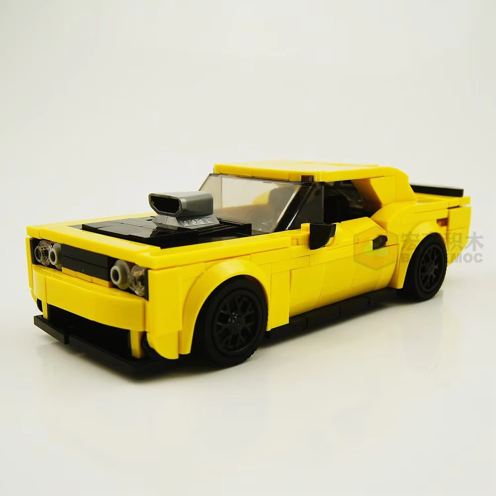 MOC Tương Thích Lego Khối Xây Dựng Nội Địa Tốc Độ Series 8 Lưới Dodge Challenger Xe Thể Thao Tự Làm 