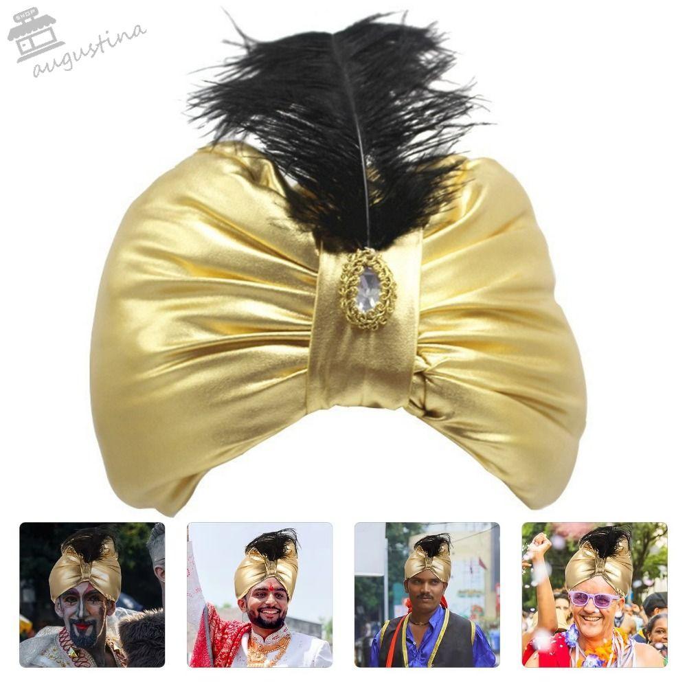 AUGUSTIN Xếp Ly Turban, Trang Điểm Quấn Đầu Ấn Độ Xếp Ly Mũ, Dân Tộc Mũ Vàng Dân Tộc Ả Rập Mũ Sultan