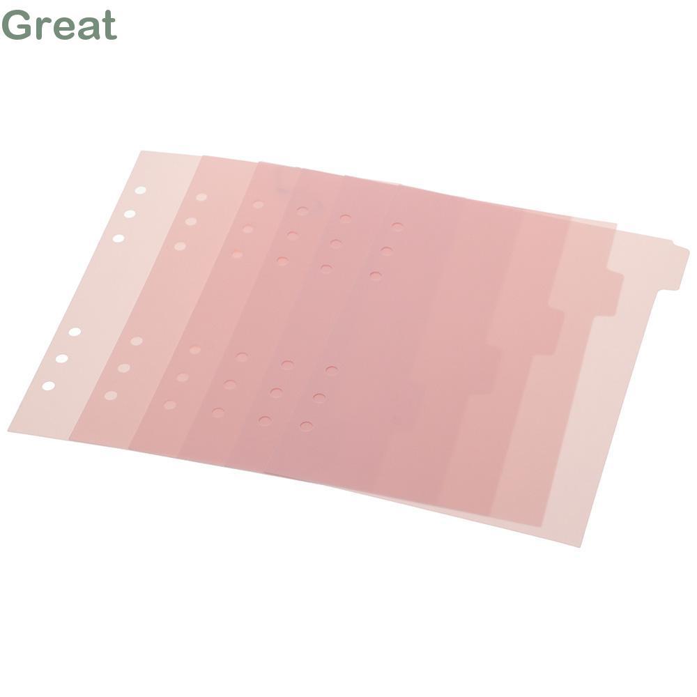GREAT 6 CÁI Binder Divider, 6 vòng nhựa Index Page Tab, Indexing Cards 6 CÁI Pink A5 Binder Index Di