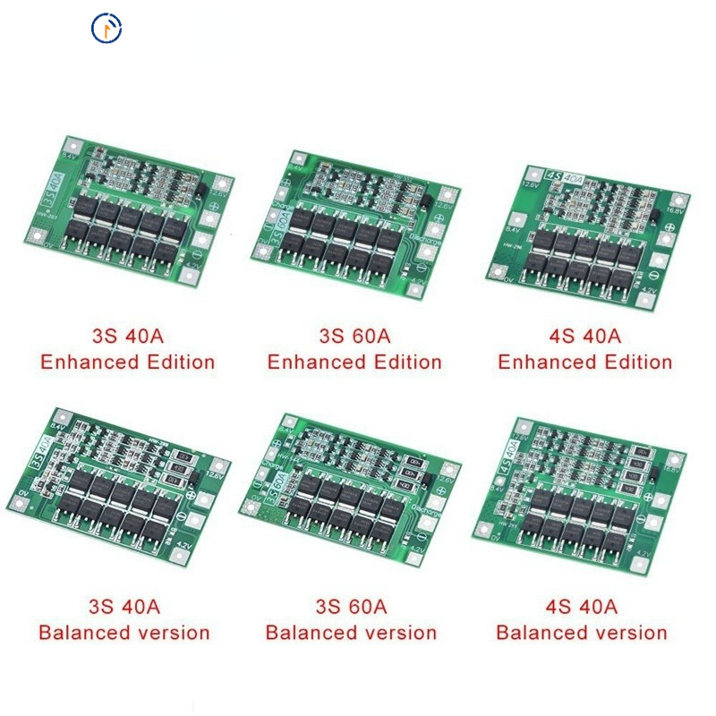 Bảng bảo vệ sạc pin Lithium Li-ion 3S / 4S 40A 60A 18650 BMS cho động cơ khoan