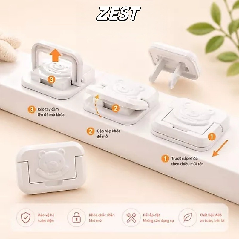 Flow Zest Nút Bịt Ổ Cắm Điện Chống Giật An Toàn Cho Bé 2 Chân 3 Chân ohBabyo Nhựa ABS Cách Nhiệt Điệ