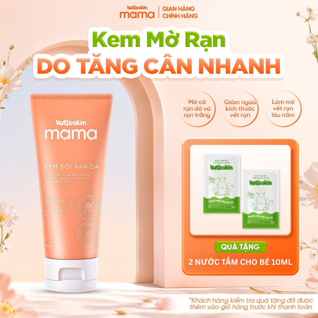 Kem Rạn Da Do Tăng Cân Nhanh, An Toàn Cho Mẹ Bầu Kutieskin Mama Mờ Rạn Nhanh 50G KMR01 + 100GR KMR03