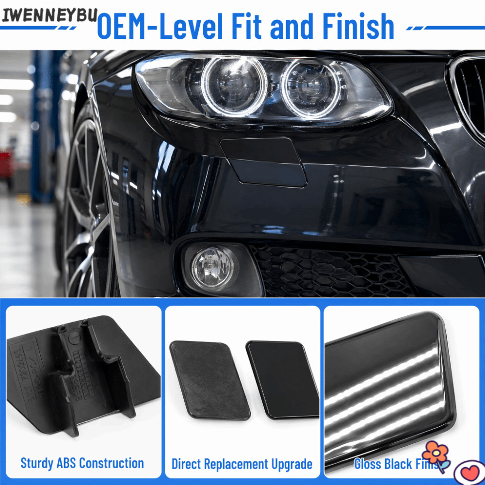 IWENNEYBU 2 Vỏ xịt cản trước, màu đen, cho E90 E91 / 323i 2006-2009 / 328i 2007-2008 / 328xi 2007-20