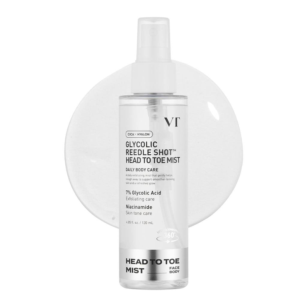 VTCOSMETICS7% GlycolicAcidReedleShotHead-to-TistwithNiacinamide, Tẩy tế bào chếtSprayforBumpy & Dâu 