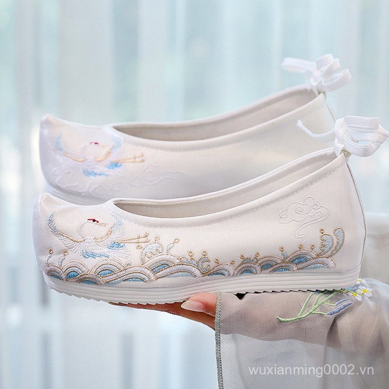 Hanfu Giày Bé Gái Cổ Thêu Giày Đế Bằng Han Element Giày Vải Trang Phục Cổ Ming Sinh Viên Thêu 9VJG