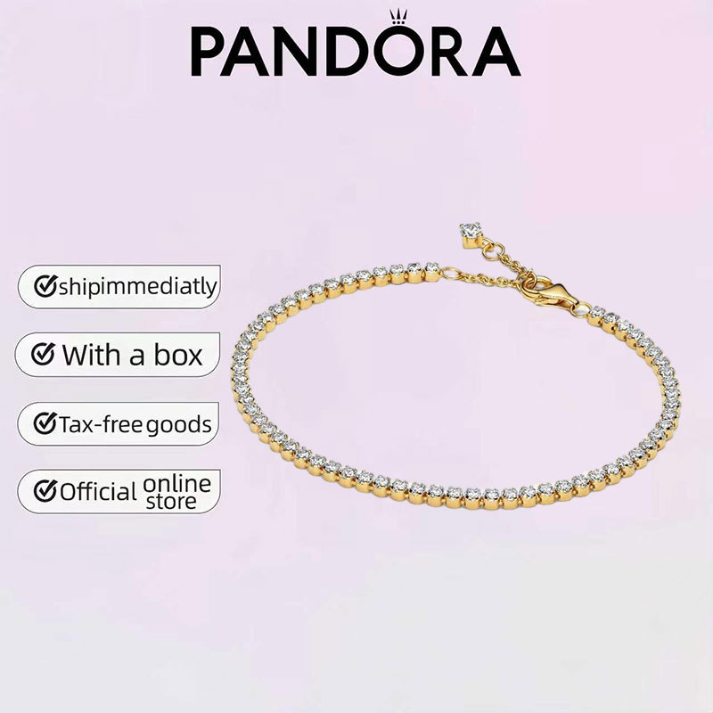 Vòng tay Tennis lấp lánh Pandora Bạc 925 Trang sức Quà tặng tinh tế Bộ quà tặng cặp đôi