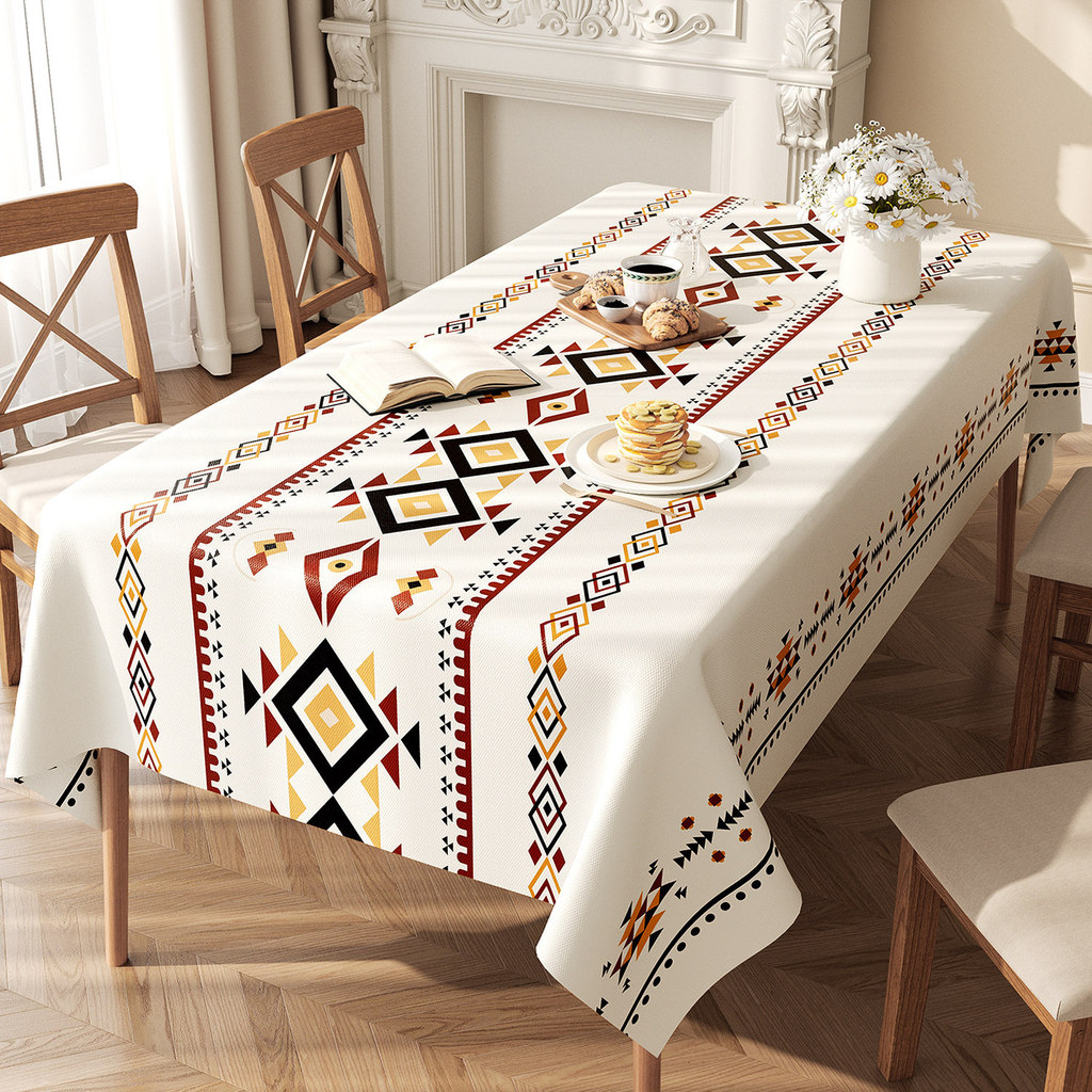 Preferred#Ethnic-style fabric tablecloth, washable, waterproof, oil-proof, luxury and sophisticated,