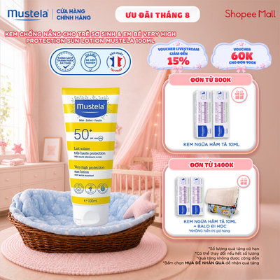 [DATE 11/2027] Kem Chống Nắng Cho Trẻ Sơ Sinh & Em Bé Very High Protection Sun Lotion Mustela 100ml