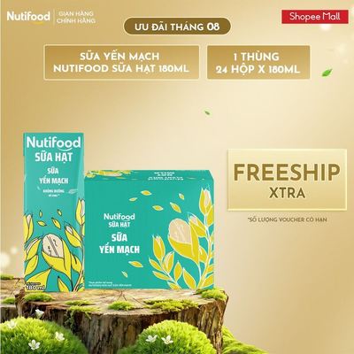 Thùng 24 Hộp Sữa Yến Mạch Nutifood Sữa Hạt 180ml