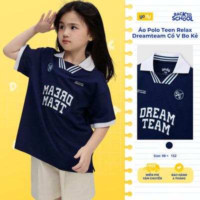 [BST Dream Team Winner] Áo Polo Teen Relax Dreamteam Cổ V Bo Kẻ TCPO26A004