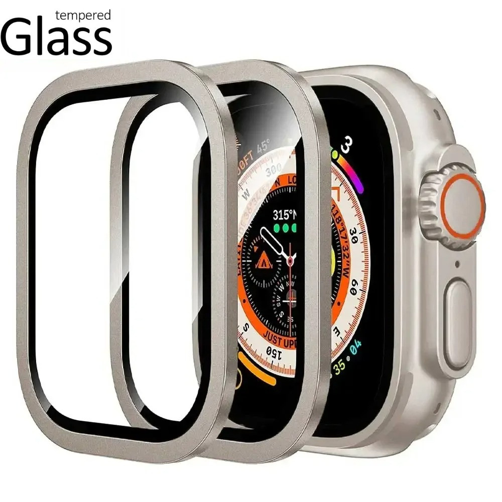Đồng Hồ Bảo Vệ Màn Hình Cho Apple Watch Ultra3 Ultra2 Kính Cường Lực Siêu + Hợp Kim Titan Khung Kim 