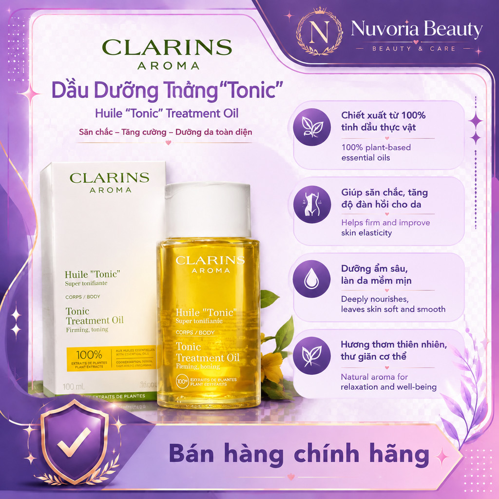 [Chính Hãng]Clarins Tonic Body Treatment Oil 100ml |Dầu Dưỡng Thể, Dưỡng Ẩm, Làm Da Mềm Mịn Tự Nhiên