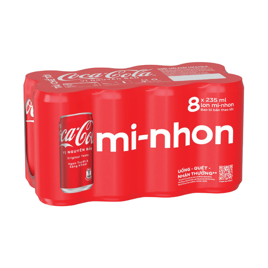 Lô 8 nước ngọt Coca-Cola Sleek lon 235ml - 90002