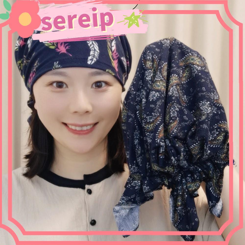 SEREIP Nữ Mũ Gió Quốc Gia, In Hoa Thời Trang Turban Bandana, Mũ Ngủ Cotton Thông Thường Beanies Headwrap