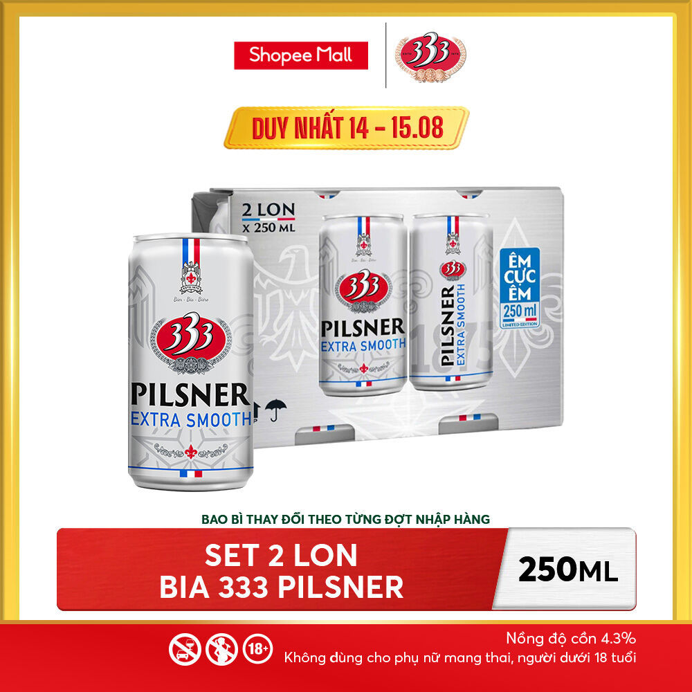 Set 2 lon bia 333 Pilsner 250ml - Nồng độ cồn 4.3%