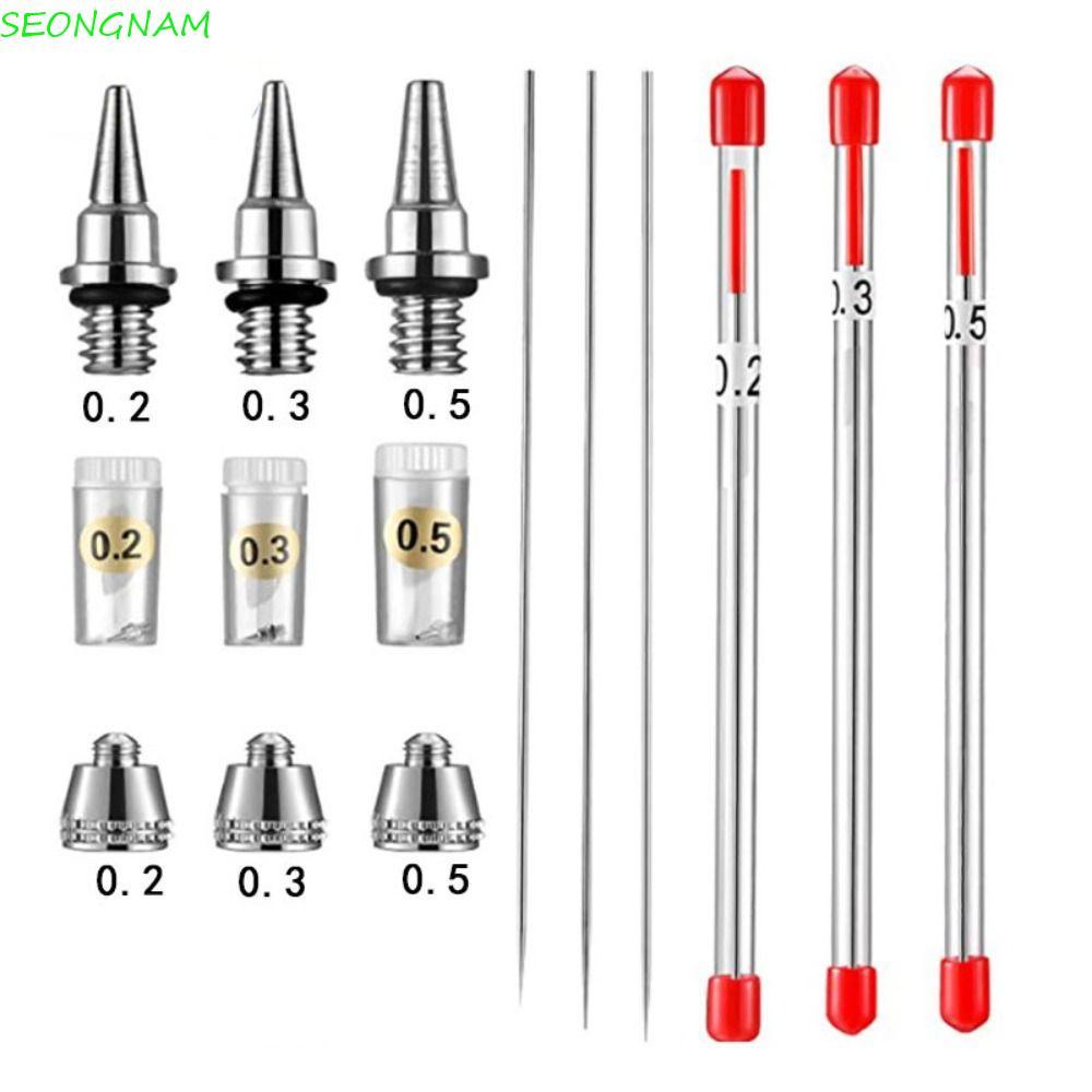 SEONGNAM Airbrush Vòi phun sơn Công cụ phun 0,2mm / 0,3mm / 0,5mm Nắp phun Phụ kiện phun kim phun ch