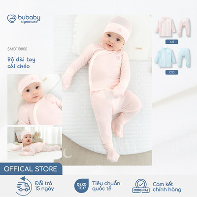 Bộ quần áo dài tay cài chéo basic BU Baby, bộ sơ sinh, bộ đồ bé trai bé gái, bộ thu đông | SMD110800