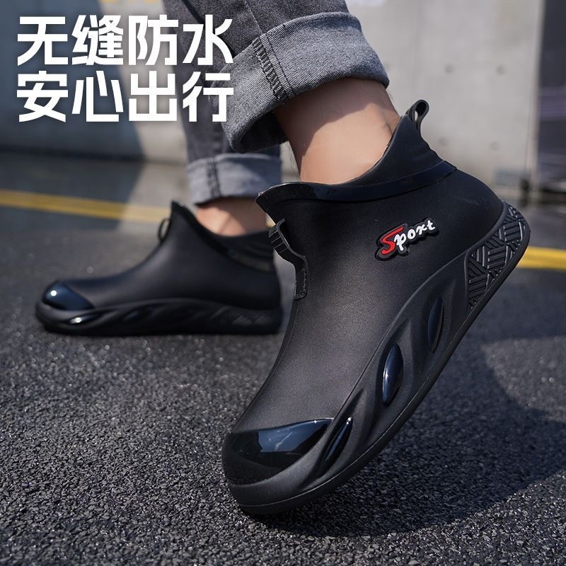 Giày Đi Mưa Ống Ngắn Giày Nước Giày Cao Su Chống Trơn Trượt Giày Nhà Bếp Mùa Hè Giày Nước Nam Giày Đ