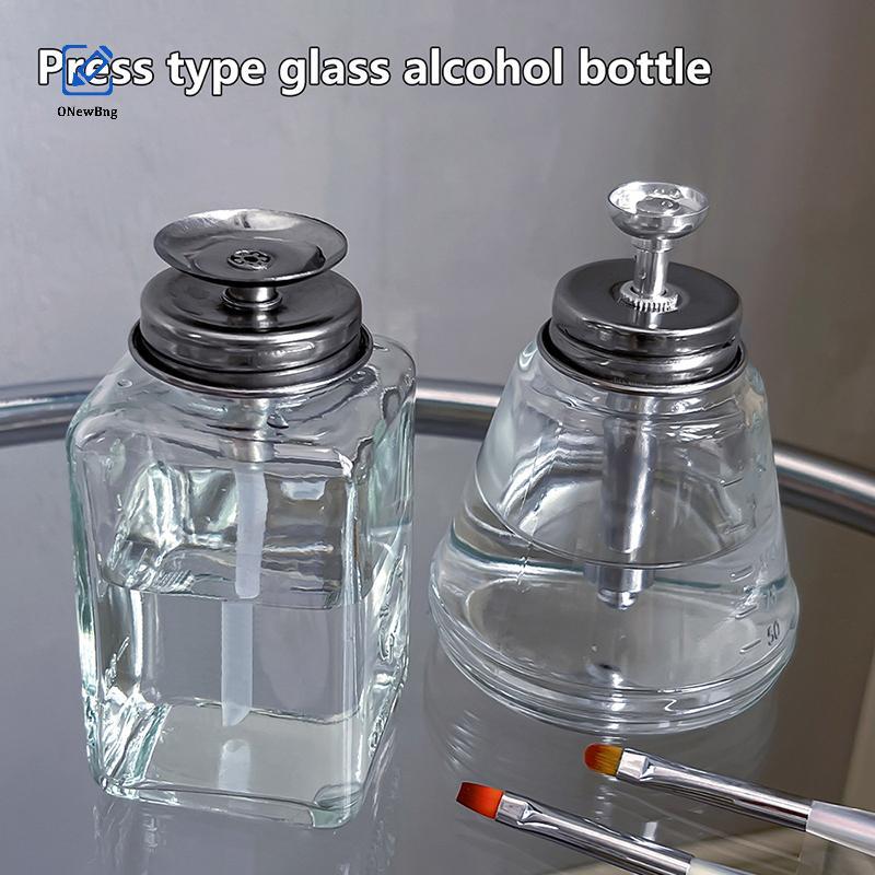ONew 180ml Đẩy Xuống Kính Trống Máy Bơm Phân Phối Cho Sơn Móng Tay Cồn Tẩy Trang Trong Suốt Có Thể Đ