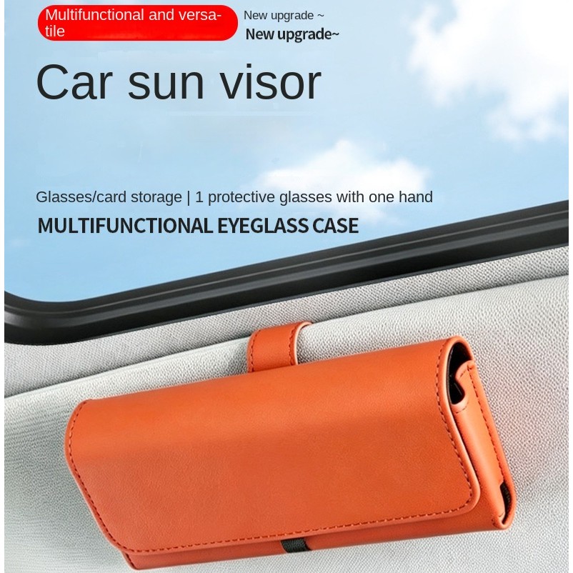 Car Glasses Case Hanging Sun Visor Car Sunglasses Storage Glasses Clip Car Leather Glasses Case d00N
