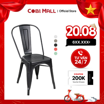 Ghế Cafe Kim Loại Màu Đen Sơn Tĩnh Điện Phong Cách Hiện Đại - Cobi Home