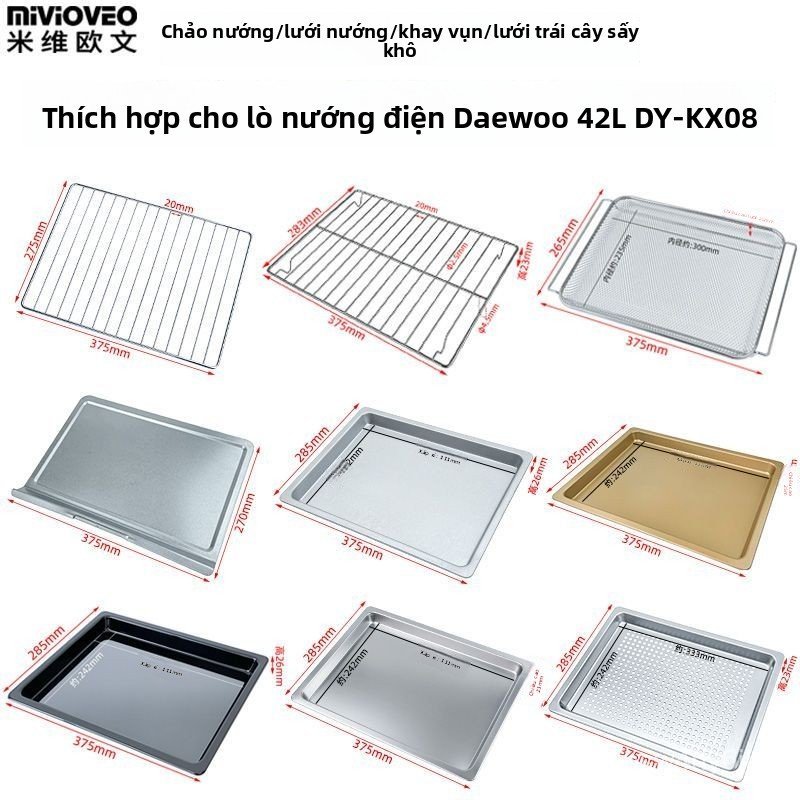 Khay nướng chống dính/vỉ nướng inox cho lò nướng Daewoo 42L, phụ kiện bền đẹp dễ vệ sinh
