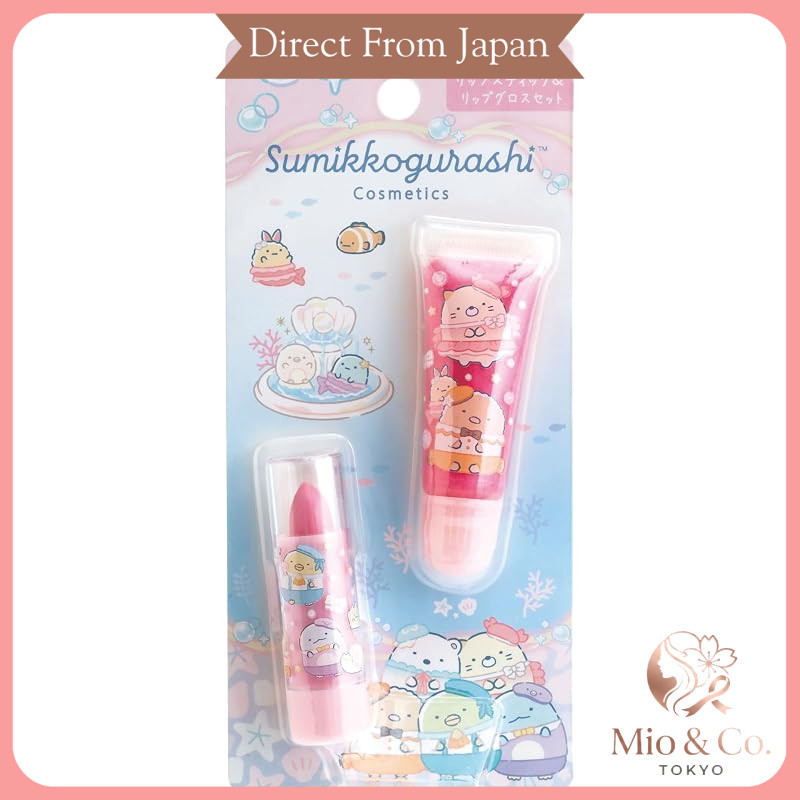 San-X Sumikko Gurashi Lipstick & Lip Gloss Set - Size H155×W70mm