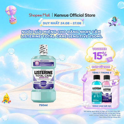 Nước súc miệng cho răng nhạy cảm Listerine Total Care Sensitive Soothing Taste - Dung tích 250ml - 750ml