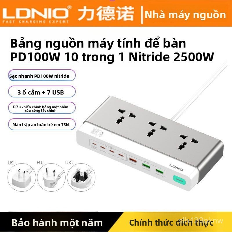 Ổ cắm điện đa năng LDNIO PD 65W sạc nhanh USB 10 trong an toàn chống cháy cao cấp bán chạy