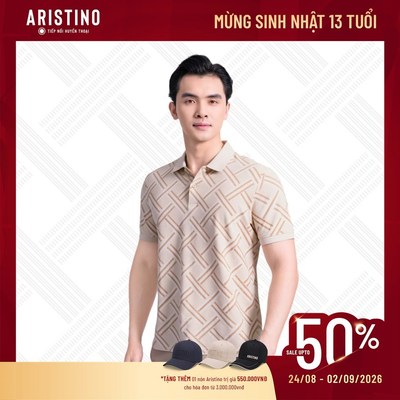 Áo Polo Nam Họa tiết Đan lát Aristino APS072AS2 dáng Regular Fit suông nhẹ thiết kế cổ thanh lịch