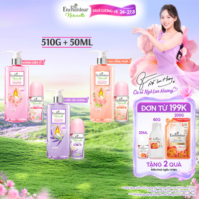 [MỚI] Sữa tắm 510g tặng Lăn khử mùi tinh chất Serum Làm Sáng Da và Che Mờ Thâm sau 5 ngày Enchanteur 50ml