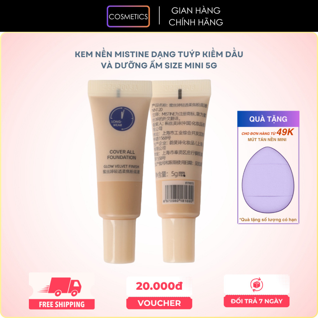 [MISTINE] Kem Nền MISTINE Dạng Lỏng Che Khuyết Điểm Kiểm Soát Dầu Lâu Trôi 5g
