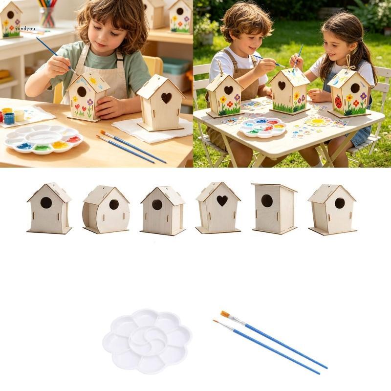 Iny Unfinished Birdhouse Craft Set DIY Paintable House Project for Kids Family Craft Thời gian và ph