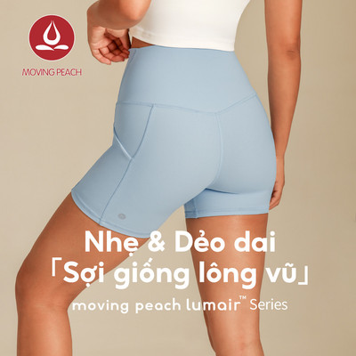 MOVING PEACH Quần Short Thể Thao Nữ Bơ Mềm Mại Eo Cao Thoáng Khí Quần Short Tập Yoga Với 2 Túi Thả Bên Chạy Bộ Tập Gym Mặc Hàng Ngày ACG (lumair)