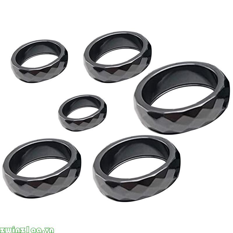 Zwinz1aa Hematite Đá Nhẫn Nữ Unisex Lo Âu Cân Bằng Rễ Luân Xa Ban Nhạc Nhẫn