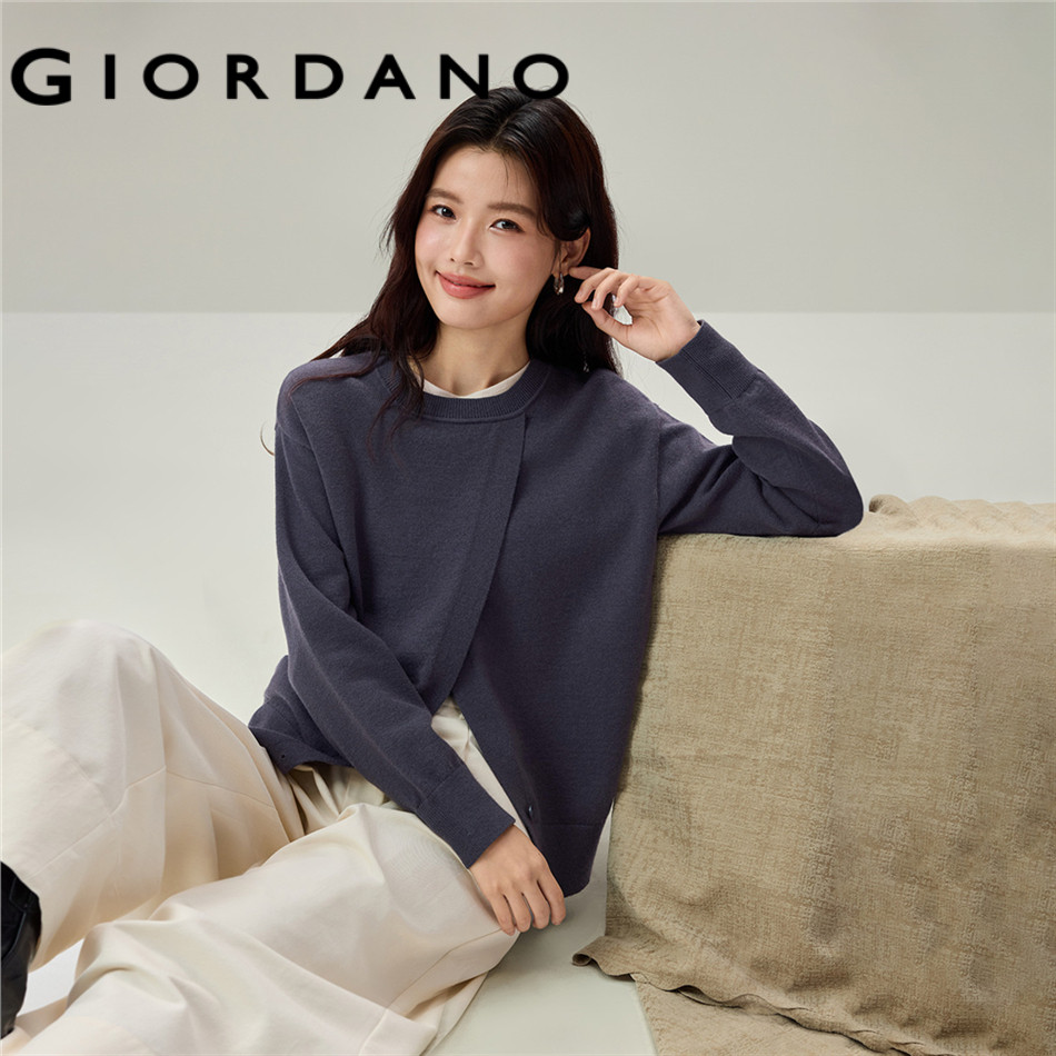 GIORDANO WOMEN Crewneck slit hem sweater 13356629