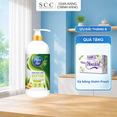 Nước Rửa Chén Enzyme Sinh Học Pure Air Chiết Xuất Lá Trà Lên Men - Hỗ Trợ Làm Sạch Dầu Mỡ Khử Mùi Tanh Dịu Nhẹ Da Tay