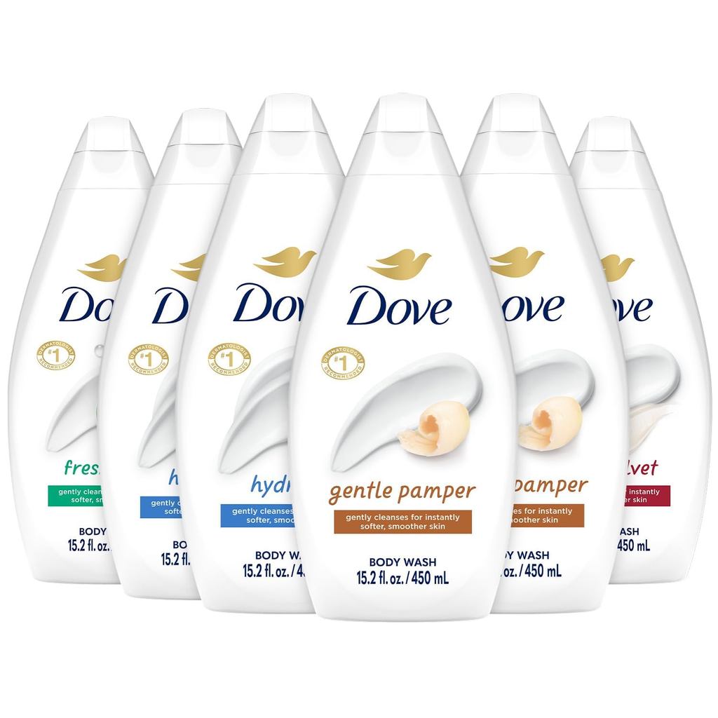 Sữa tắm dưỡng ẩm Dove, Gói 6 miếng, 15,2 ounce mỗi miếng, 51 Ounce