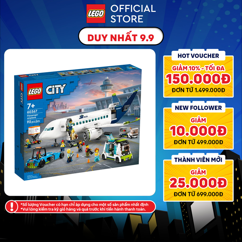 LEGO CITY 60367 Đồ chơi lắp ráp Máy bay chở hành khách (913 chi tiết)